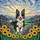 Happy Tri-Color Border Collie Dog Tiffany Style Jewel Tone Stained Glass Sunflowers Hills Stained Glass Suncatcher - 5