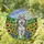 Happy Husky Dog Detailed Stained Glass Sunflowers Wildflowers Rolling Hills Art Stained Glass Suncatcher - 1