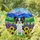 Papillon Dog Sunflowers Lupine Stained Glass Art - Hills, Mountains, Jewel Tones Dog Lover Stained Glass Suncatcher - 1