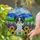 Papillon Dog Sunflowers Lupine Stained Glass Art - Hills, Mountains, Jewel Tones Dog Lover Stained Glass Suncatcher - 2