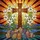 Detailed Stained Glass Easter Cross Lilies Eggs Mosaic - Radiant Sunrise Religious Gift Stained Glass Suncatcher - 5