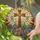 Detailed Stained Glass Easter Cross Lilies Eggs Mosaic - Radiant Sunrise Religious Gift Stained Glass Suncatcher - 2
