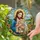 Jesus Christ Cat Stained Glass - Tiffany Art Sunflowers Pastoral Landscape Decor Gift Stained Glass Suncatcher - 2