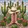 Cowboy Hat Pink Boots Cacti Desert Flowers Stained Glass Mosaic - Western Style Art Stained Glass Suncatcher - 5