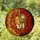 Fierce Lion Head Roman Centurion Helmet Golden Spear Stained Glass Fiery Ember Mosaic Stained Glass Suncatcher - 1