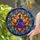 Meditative Lotus Figure Stained Glass Art - Tiffany Style Jewel Tone Mosaic Concentric Rings Stained Glass Suncatcher - 2