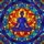 Meditative Lotus Figure Stained Glass Art - Tiffany Style Jewel Tone Mosaic Concentric Rings Stained Glass Suncatcher - 5