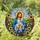 Jesus Hugging Dalmatian Dog Wildflowers Tiffany Glass Religious Pet Lover Gift Stained Glass Suncatcher - 1