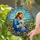 Jesus Christ Embracing Labrador Dog Stained Glass Wildflowers Rolling Hills Intricate Art Stained Glass Suncatcher - 2