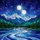 Nocturnal Mountain Landscape Two Moons Stars Stained Glass Jewel Tone Night Sky Stained Glass Suncatcher - 5