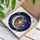 Tabby Cat Stained Glass Art on Glowing Crescent Moon Celestial Night Sky Tiffany Style Stained Glass Suncatcher - 3