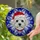 Fluffy White Dog Santa Hat Bichon Poodle Stained Glass Mosaic Christmas Holiday Decor Stained Glass Suncatcher - 2