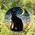 Black Cat Stained Glass Intricate Night Sky Crescent Moon Golden Stars Mosaic Art Stained Glass Suncatcher - 1
