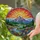 Mountain Landscape Glowing Sun Stained Glass Art - Tiffany Style Evergreen Wildflowers Dramatic Sky Stained Glass Suncatcher - 2