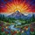 Mountain Landscape Glowing Sun Stained Glass Art - Tiffany Style Evergreen Wildflowers Dramatic Sky Stained Glass Suncatcher - 5