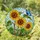 Four Sunflowers Blue Butterfly Stained Glass Mosaic Art - Glowing Translucent Jewel Tones Stained Glass Suncatcher - 1