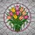 Detailed Stained Glass Tulip Bouquet Tiffany Style Mosaic - Floral Home Decor Gift Stained Glass Suncatcher - 5