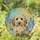 Fluffy Goldendoodle Stained Glass Flowers Sun & Sky - Tiffany Jewel Tone Dog Art Stained Glass Suncatcher - 1