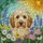 Fluffy Goldendoodle Stained Glass Flowers Sun & Sky - Tiffany Jewel Tone Dog Art Stained Glass Suncatcher - 5