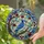 Blue Jay Stained Glass Tiffany Branch Art - Blue Leaves, Red Berries, Geometric Mosaic Stained Glass Suncatcher - 2