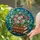 Wildflower Bouquet Stained Glass Art, Antique Leather Books, Blue Green Mosaic Jewel Tones Stained Glass Suncatcher - 2