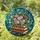 Wildflower Bouquet Stained Glass Art, Antique Leather Books, Blue Green Mosaic Jewel Tones Stained Glass Suncatcher - 1