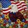 Bald Eagle American Flag Wildflower Stained Glass - Patriotic USA Freedom Day Gift for Veterans Stained Glass Suncatcher - 5