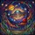 Retro UFO Cosmic Galaxy Planets Alien Flora Starbursts Tiffany Stained Glass Style Stained Glass Suncatcher - 5