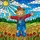 Cheerful Scarecrow Wheat Field Sun Stained Glass Window Art - Blue Sky Farmhouse Decor Stained Glass Suncatcher - 5