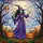 Smiling Witch Jack-o'-Lantern Full Moon Autumn Trees - Halloween Enchantment Decor Gift Stained Glass Suncatcher - 5
