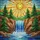 Stained Glass Waterfall Sun Pine Trees Cliffs Rolling Hills Jewel Tone Landscape Stained Glass Suncatcher - 5