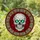 Grinning Skull Stained Glass Tiffany Style Emerald Eyes Ruby Gold Filigree Stained Glass Suncatcher - 1