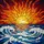 Glowing Sun Ocean Waves Stained Glass - Tiffany Style Intricate Sunset Seascape Art Home Decor Stained Glass Suncatcher - 5