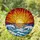 Glowing Sun Ocean Waves Stained Glass - Tiffany Style Intricate Sunset Seascape Art Home Decor Stained Glass Suncatcher - 1