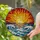 Glowing Sun Ocean Waves Stained Glass - Tiffany Style Intricate Sunset Seascape Art Home Decor Stained Glass Suncatcher - 2