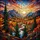 Stained Glass Mountain River Landscape Art - Evergreen Autumn Trees Rocky Hills Decor Gift Stained Glass Suncatcher - 5