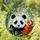 Panda Bear Bamboo Tropical Flowers Stained Glass - Tiffany Style Jewel Tone Mosaic Stained Glass Suncatcher - 1