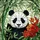 Panda Bear Bamboo Tropical Flowers Stained Glass - Tiffany Style Jewel Tone Mosaic Stained Glass Suncatcher - 5