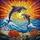 Two Dolphins Leaping Ocean Waves Radiant Sun Colorful Coral Reef Tiffany Style Stained Glass Stained Glass Suncatcher - 5