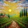 Tiffany Stained Glass Vineyard Grapes Church Village Cypress Trees Sun Hills Landscape Stained Glass Suncatcher - 5