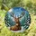 Majestic Stag Deer Stained Glass Moon Winter Forest Snow Starry Night Tiffany Scene Stained Glass Suncatcher - 1