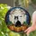 Tuxedo Cat Jack-o'-Lanterns Full Moon Bat Bare Trees Jewel Tone Halloween Fall Decor Stained Glass Suncatcher - 2