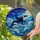 Orca Whale Stained Glass Night Sky Full Moon - Ocean Waves Golden Stars Celestial Art Stained Glass Suncatcher - 2