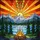 Campfire Compass Rose Mountain Lake Evergreen Trees Stained Glass Sunrise Scenic Art Stained Glass Suncatcher - 5