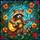 Raccoon Playing Acoustic Guitar Stained Glass Tiffany Jewel Tones Foliage Flowers Stained Glass Suncatcher - 5