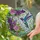 Iridescent Hummingbird Stained Glass Mosaic with Purple Pink Flowers & Green Leaves Stained Glass Suncatcher - 2
