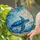 Blue Sea Turtle Stained Glass Tiffany Style Ocean Waves Sun Mosaic Jewel Tones Stained Glass Suncatcher - 2