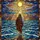 Robed Figure Walking Turbulent Water Celestial Sun - Tiffany Jewel Stained Glass Art Stained Glass Suncatcher - 5