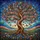 Stained Glass Gnarled Trunk Tree Bookshelf, Butterflies & Wildflowers Serene Landscape Stained Glass Suncatcher - 5