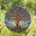 Stained Glass Gnarled Trunk Tree Bookshelf, Butterflies & Wildflowers Serene Landscape Stained Glass Suncatcher - 1